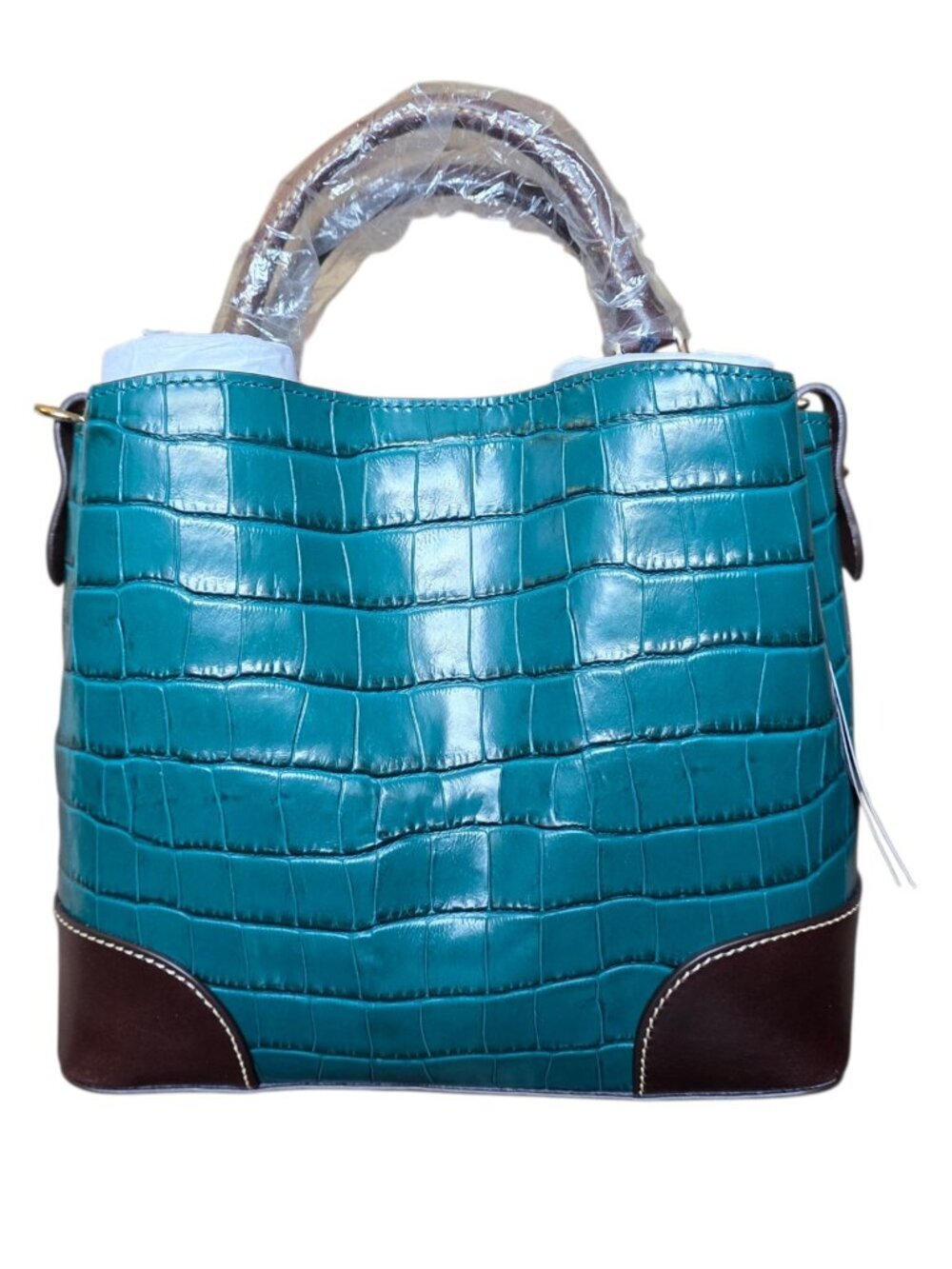 Dooney & Bourke Oakdale Brenna Croc Embossed Leather Bag Deep Teal NWT Rare - Picture 5 of 16